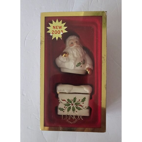 Lenox Christmas Porcelain Salt & Pepper Shaker: Stackable Santa and Chimney - Picture 1 of 6
